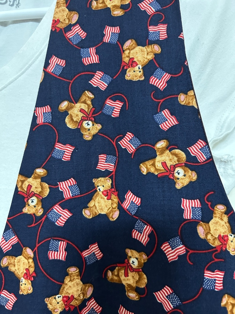 111 Main Teddy Bear American Flag Print Vest Vintage bundle w Tee Shirt and Pin - Picture 8 of 13